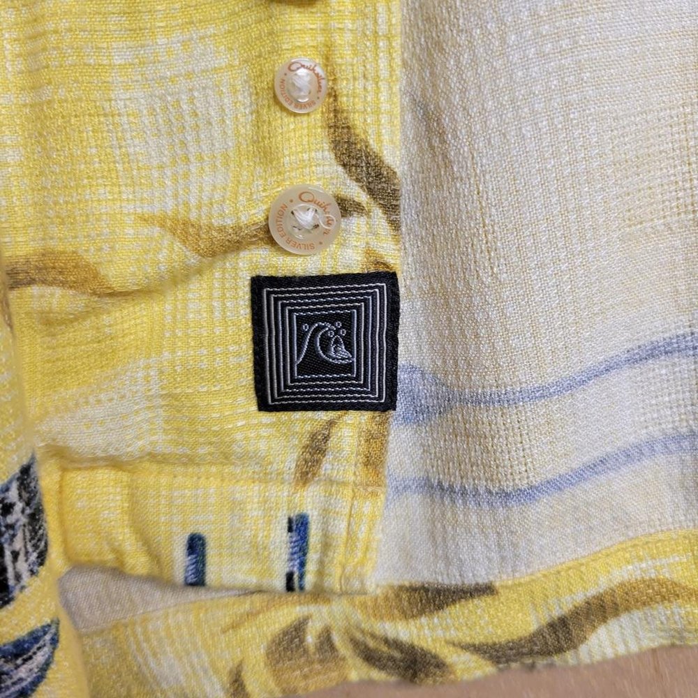 Quicksilver Silver Edition Yellow Floral Button Front Shirt Men Size XXL - Picture 12 of 12